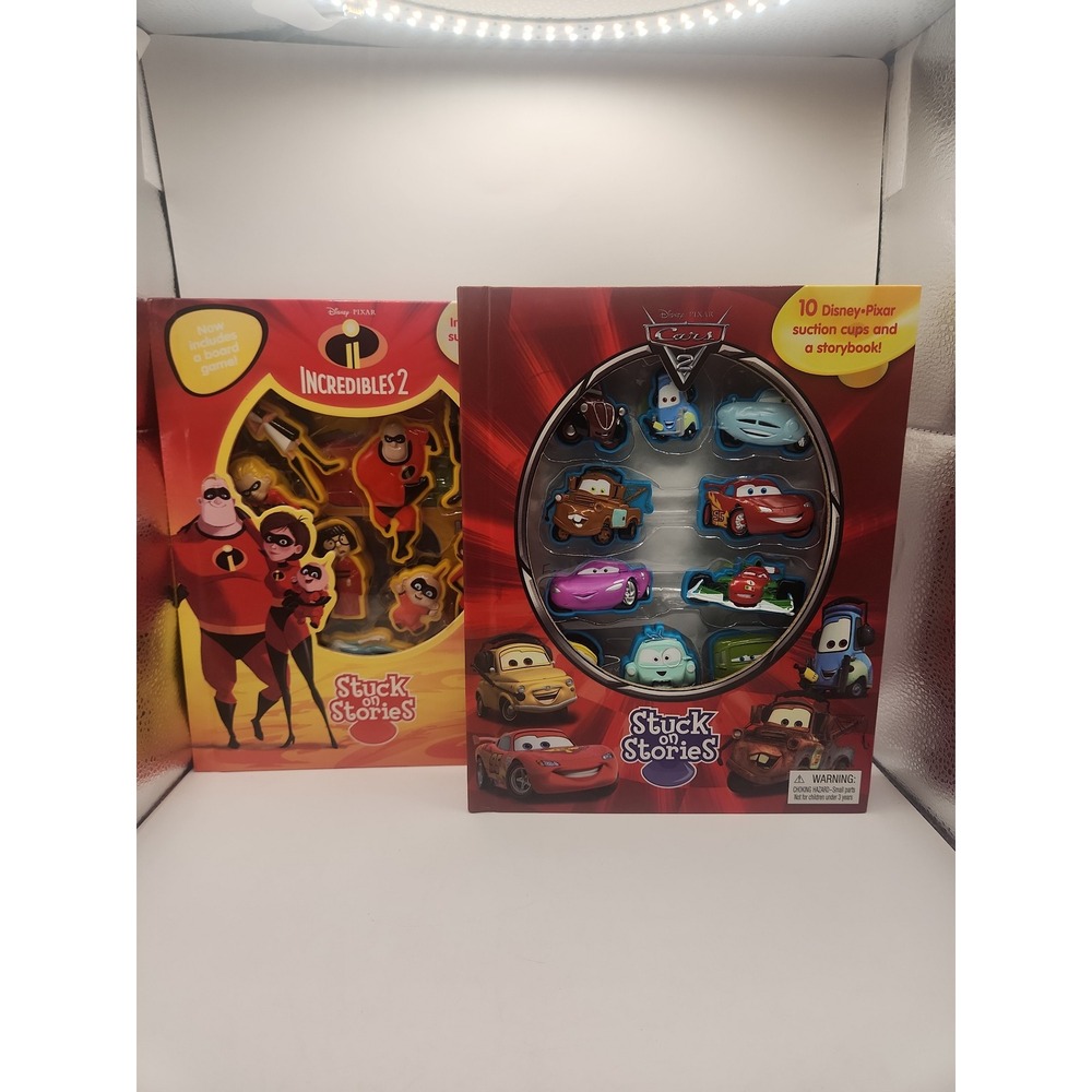 Disney Pixar Cars 3 and Incredibles 2 Stuck on Stories Activity Books